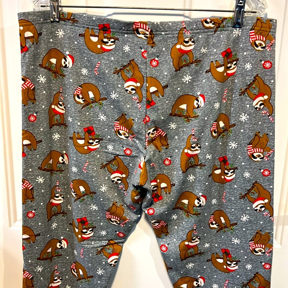 NWOT 🦥🎄 TIME & TRU GRAY WINTER HAT SLOTH FLEECE LINED LEGGINGS Women’s XXL 20 - Picture 4 of 6